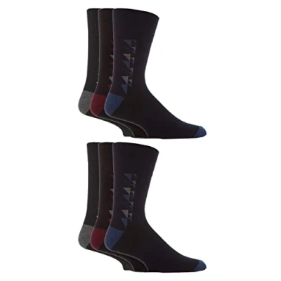 Image of 3 Pair Black Plain Socks Men&#039;s 6 11 Mens Gentle Grip
