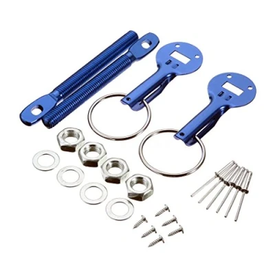 Image of SUNDELY® Universal Car Vehicle Hood Mount Bonnet Latch Catch Pin Key Locking Kit Set (Blue)