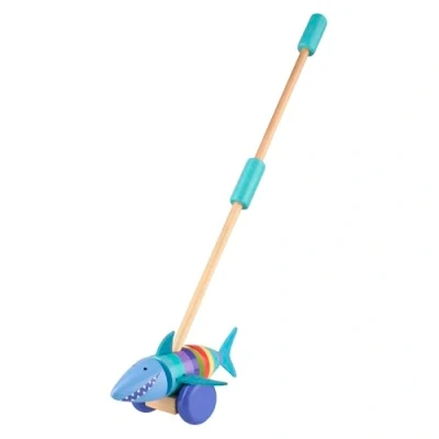 Image of Orange Tree Toys Shark Push Along Wooden Toy