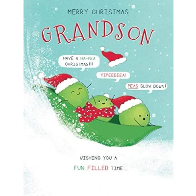 Image of Piccadilly Greetings Humour Christmas Card Grandson 8 x 6 inches