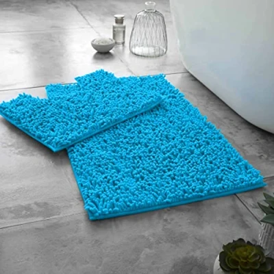 Image of GC GAVENO CAVAILIA Super Absorbent Loop Bath Mat Non Slip, Pedestal For Toilet, Mats Bathroom, Teal, Regular