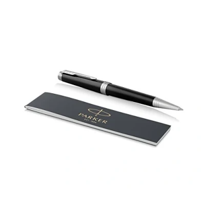Image of Parker Premier Ballpoint Pen Deep Black Lacquer with Chrome Trim Medium Point Ink Refill Premium Gift Box
