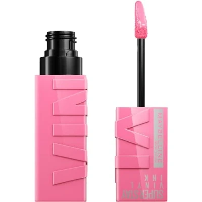 Image of Maybelline New York Lip Colour, Smudge free, Long Lasting up to 16h, Liquid Lipstick, Shine Finish, SuperStay Vinyl Ink, Upbeat