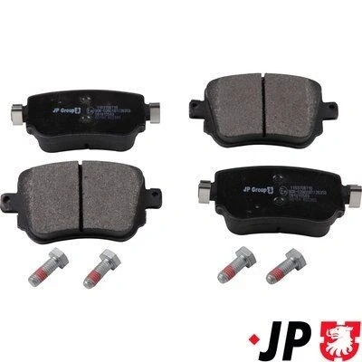 Image of 2Q0698451A, 2Q0698451D, 5Q0698451L, 7N0698451A, 8U0698451F Brake pad set JP GROUP 1163708710 Rear Axle not prepared for wear indicator