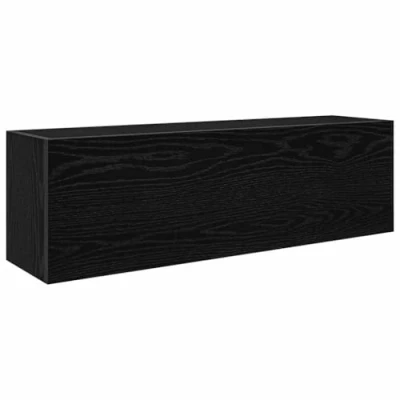 Image of vidaXL Bathroom Wall Cabinet Black Engineered Wood Storage Unit 100x25x30 cm for Bathroom/Kitchen/Bedroom