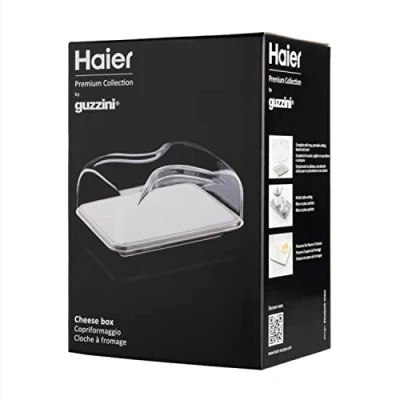 Image of Haier Cheese Box, with Tray, Porcelain Cutting Board and Lid, Rectangular, Elegant, 25.5x18x11.5 cm, Premium Collection by Guzzini