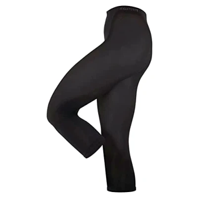 Image of ESPRIT Women&#039;s Cotton Capri Leggings Opaque High Denier Black White Grey Navy Blue Thick Short Length Plain Ideal For Summer Or Winter 1 Pair