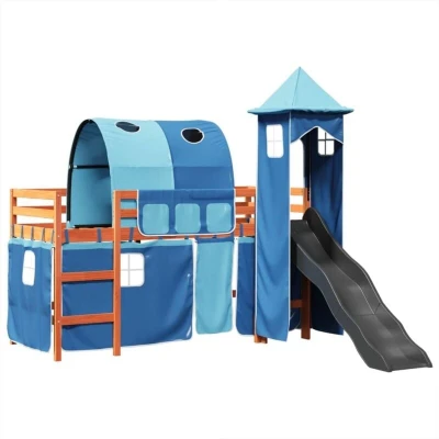 Image of vidaXL Kids&#039; Loft Bed with Tower Blue 80x200 cm Solid Wood Pine