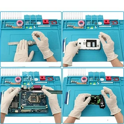 Image of YUSHIHU Silicone Soldering Mat, 500℃ Heat Resistant Work Repair Multi Purpose Magnetic Electronics Pad with Built in Scale Ruler and Screw Notches, 45 * 30cm