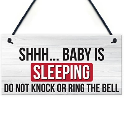 Image of RED OCEAN Shh.. Baby Is Sleeping Do Not Disturb Nursery Hanging Plaque Door Cot Sign
