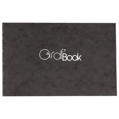 Image of Clairefontaine Ref 975804C Graf Book 360 Raw Binding (100 Sheets) 15.2 x 21cm in Size, 100gsm Paper, Acid Free, pH Neutral, Landscape Orientation Black Cover
