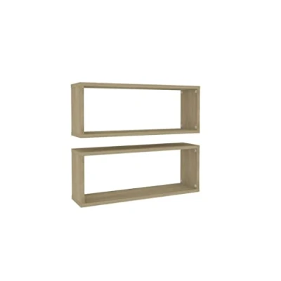 Image of vidaXL Wall Cube Shelf 2 pcs Sonoma Oak 60x15x23 cm Engineered Wood