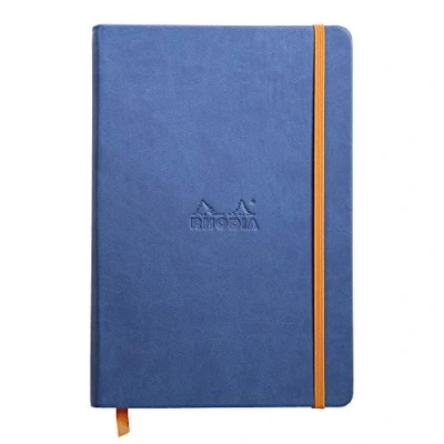 Image of RHODIA 118748C Saphir Rigid Notebook A5 Lined 192 pages Ivory Clairefontaine Paper 90 g/m Bookmark, Elastic Closure Faux Leather Cover Rhodiarama Collection