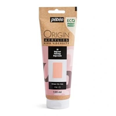 Image of PEBEO Origin Acrylics 120 ml Eco designed Acrylic Paint High Viscosity Matt Finish 100% Recycled Binder 96% European Raw Materials Pink Beige
