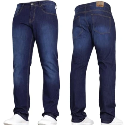 Image of SMITH &amp; JONES New Mens Stretch Straight Leg Classic Regular Fit Basic Denim Jeans by JEANBASE Dark Wash 36W X 32L