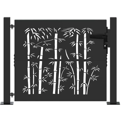 Image of Garden Gate Other with Lock Black 105 x 100 cm Powder coated steel Vidaxl