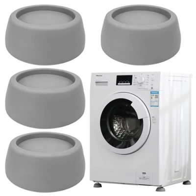 Image of 4Pcs Washing Machine Feet Pads, Anti Vibration Mat,Rubber Pad, slip Shock Absorber, Non Fixed deviation, Used for Dryer, Machine, Dishwasher,Gray