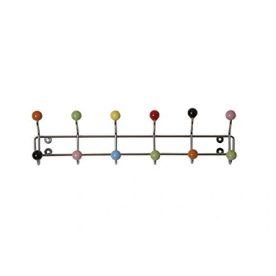 Image of ASPECT Deluxe Wall Mounted Coat Hanger 12 Hooks, Chrome/Multi, 55x6x12cm, CR03MULTI