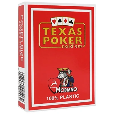 Image of Modiano 300546 Texas Poker Jumbo PVC Red Cards