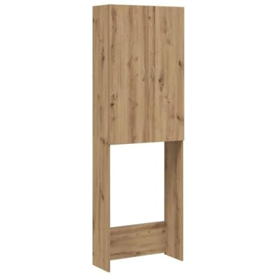 Image of vidaXL Washing Machine Cabinet Artisan Oak Storage Solution for Bathroom/Laundry Room, 64x25.5x190 cm
