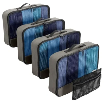 Image of OW Travel Easy to Organise Packing Cubes for Suitcases. 4 Medium and Zipper Organiser Bag Backpack Luggage.Travel Accessories Gifts Holiday Essentials. 5Pcs Grey