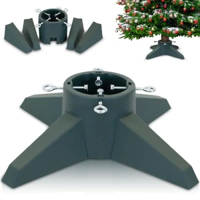 Image of Festive Fix Christmas Tree Stand Heavy Duty 6ft Holder with Water Reservoir, Stable Base for Real Trees, Quick Assembly Metal Bolts