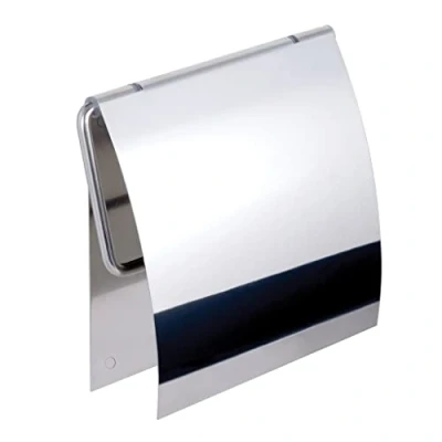 Image of Kapitan Self Adhesive Toilet Roll Holder, Loo Paper Stainless Steel with Cover, Polished Finish