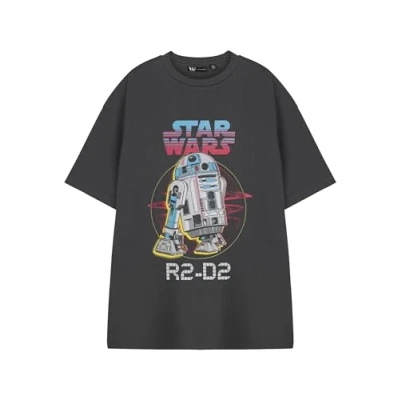 Image of Star Wars Mens Graphic Tee Grey R2 D2 Short Sleeved T Shirt Droid Print Top Sci Fi Movie Fan Apparel Gift Licensed Merchandise for Him