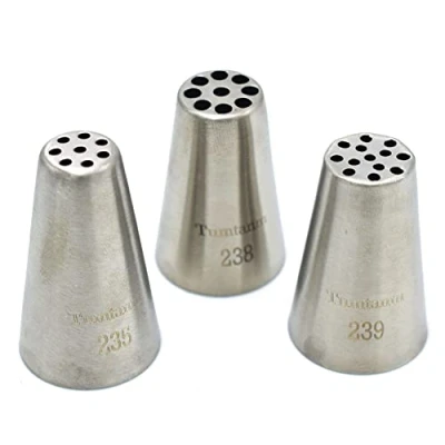 Image of Tumtanm 3 Pcs Grass Piping Nozzles, Seamless Tips, DIY Icing Nozzle Tool for Cupcakes