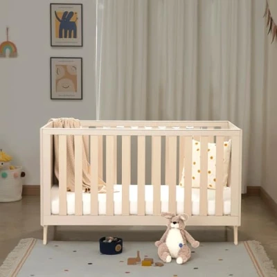Image of Babymore Dante Cot Bed Cashmere Convertible 3 in 1 to Toddler Bed, Day &amp; Sofa Upto 5 Year, Adjustable Base Positions, Comes with 2 Rails for Safe Teething No Mattress
