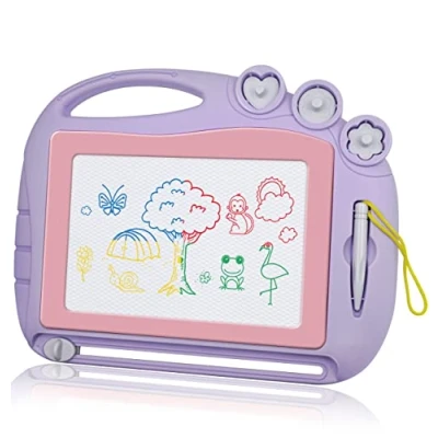 Image of Magnetic Drawing Board Travel Size, Erasable Doodle Sketching Writing Pad Games for Kids in Car, Early Education Learning Skill Development Toys Girls Age 2 3 4 Year Old