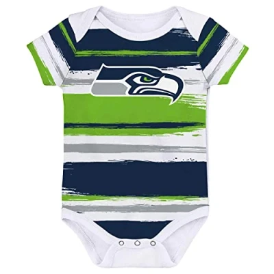 Image of Outerstuff Seattle Seahawks NFL Team Favorites SS Creeper Navy Bodysuit Infant