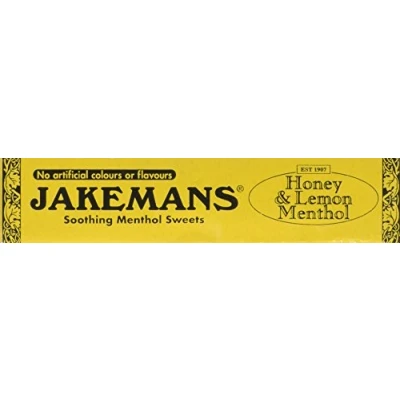 Image of Jakemans Honey &amp; Lemon Flavour 41g stick Pack of 20 Soothing menthol sweets Suitable for vegetarians
