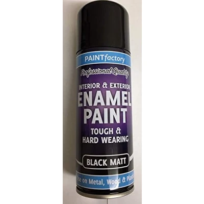 Image of 4 x Enamel Black Matt Paint Spray Aerosol 200ml Radiator Metal Wood Etc. Tough
