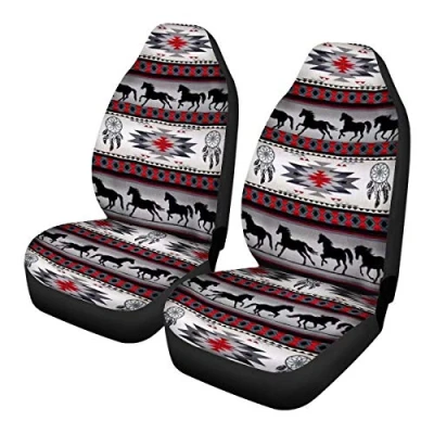 Image of SEANATIVE Dreamcatcher Horse Baja Navajo Front Seat Cover Boho Style Universal Bucket Auto Protector for Vehicle, SUV,Truck,Vans