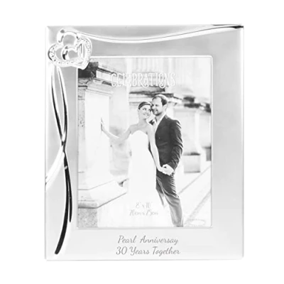 Image of Chichi Pearl Anniversary 30 Years Together with Gem Heart 8&quot; x 10&quot; Photo Frame Hearts &amp; Crystals