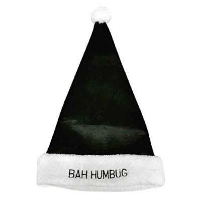 Image of L&amp;L® Unisex Father Christmas Bah Humbug Black Santa Hat XMAS For Adult