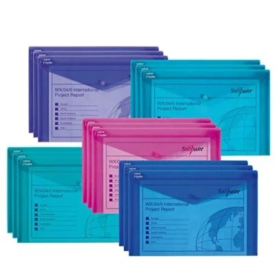 Image of Snopake Foolscap Polyfile Popper Wallet with Press Stud Electra Assorted [Pack of 15] Ref: 14756RY [Amazon Exclusive]