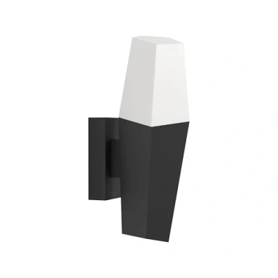 Image of Eglo LED Outdoor Wall Light Fixture Farindola, External Porch Lighting, Outside Spotlight, Exterior Torch lamp, Black Metal and White Plastic, E27 Socket, IP44