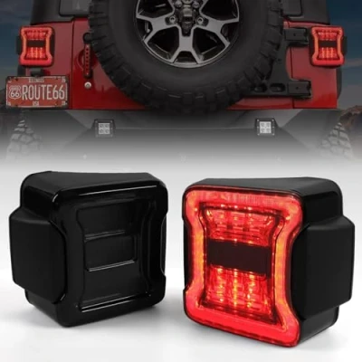 Image of DKMGHT LED Tail Lights for Jeep Wrangler JK JKU 2007 2018, [DOT Approved] [Smoked Lens] [Plug n Play] Accessories
