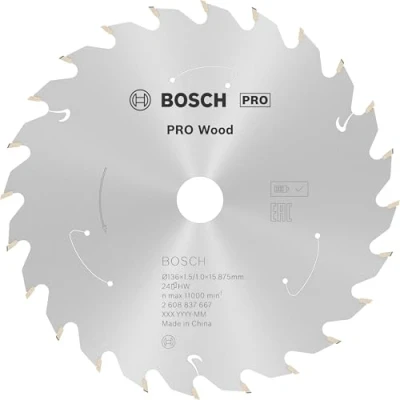 Image of Bosch Professional Circular Saw Blade Standard (for Wood, 136 x 15.875 1.5 mm, 24 teeth; Accessories: Cordless Saw)