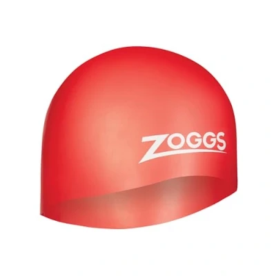 Image of Zoggs Unisex Easy fit Silicone Swimming cap, Red, Normal UK