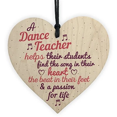 Image of RED OCEAN Handmade Wooden Heart Thank You Dance Teacher Gift Special Goodbye Gifts For Her Friendship Sign