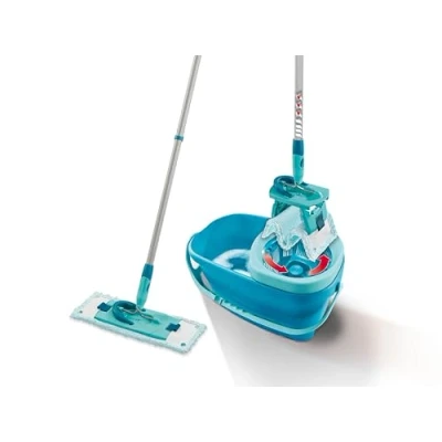 Image of Leifheit Clean Twist M Ergo Mop and Bucket Set, 33 cm wide, Moisture controlled Spin, Faster cleaning Spin mop, Easy steer Micro Fibre head with 360 joint,