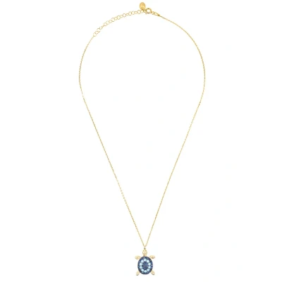 Image of LATELITA Women&#039;s 22ct Gold Plated Turtle Turquoise Blue Pendant Necklace (40 45cm)