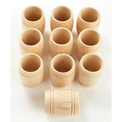 Image of TickiT 73942 Wooden Heuristic Barrels, Pack of 10, Natural Wood