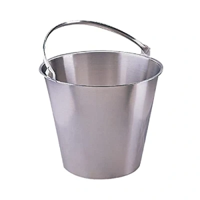 Image of Jantex Stainless Steel Bucket 12 Litre, Silver, Metal Bucket, Strong Swing Handle, Size: 270(H) x 310(Top)/200(Base) Dia mm, Everyday Cleaning or Transportation Tasks, Commercial &amp; Home Use, J807