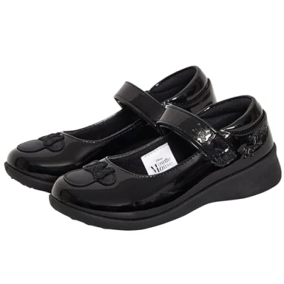 Image of Disney Girls Minnie Mouse School Shoes Black 10 UK Child