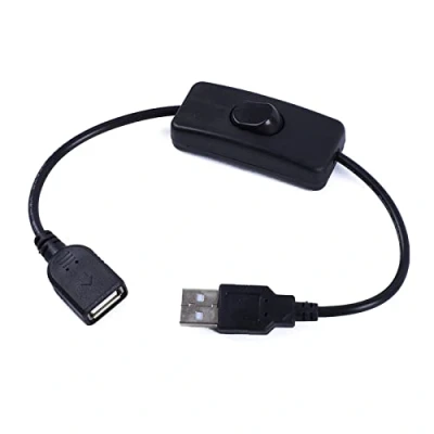 Image of Mllepjdh 30cm USB Cable with Switch ON/Off Extension Toggle Adapter for Lamp Fan Power Supply Line Cord Adapter, Black