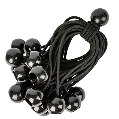 Image of PRETEX Bungee Cords with Balls Set of 25pcs x 15cm Universal Elastic Ball Ties Heavy Duty Bungees Perfect for Camping, Flag &amp; Tarpaulin Tie Downs Black